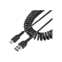 StarTech.com 1m USB A auf USB C Kabel, hochbelastbares Spiralkabel für Laden & Synchronisieren, USB 2.0 A zu Typ-C Ladekabel, robuste Aramidfaser, handy schnellladekabel (R2ACC-1M-USB-CABLE)