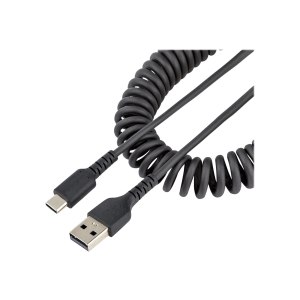 StarTech.com 50cm USB A auf USB C Kabel, hochbelastbares Spiralkabel für Laden & Synchronisieren, USB 2.0 A zu Typ-C Ladekabel, robuste Aramidfaser, handy schnellladekabel (R2ACC-50C-USB-CABLE)