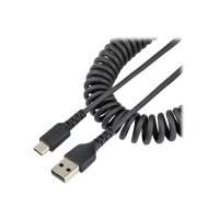 StarTech.com 3ft (1m) USB C Charging Cable, Coiled Heavy Duty Fast Charge & Sync USB-C Cable, USB 2.0 Type-C Cable, Rugged Aramid Fiber, Durable Male to Male USB Cable, Black